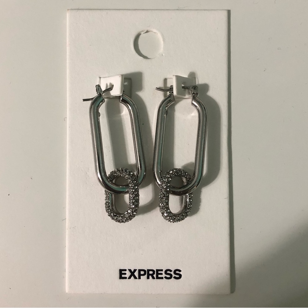 Express Double Hoop Silver Earrings